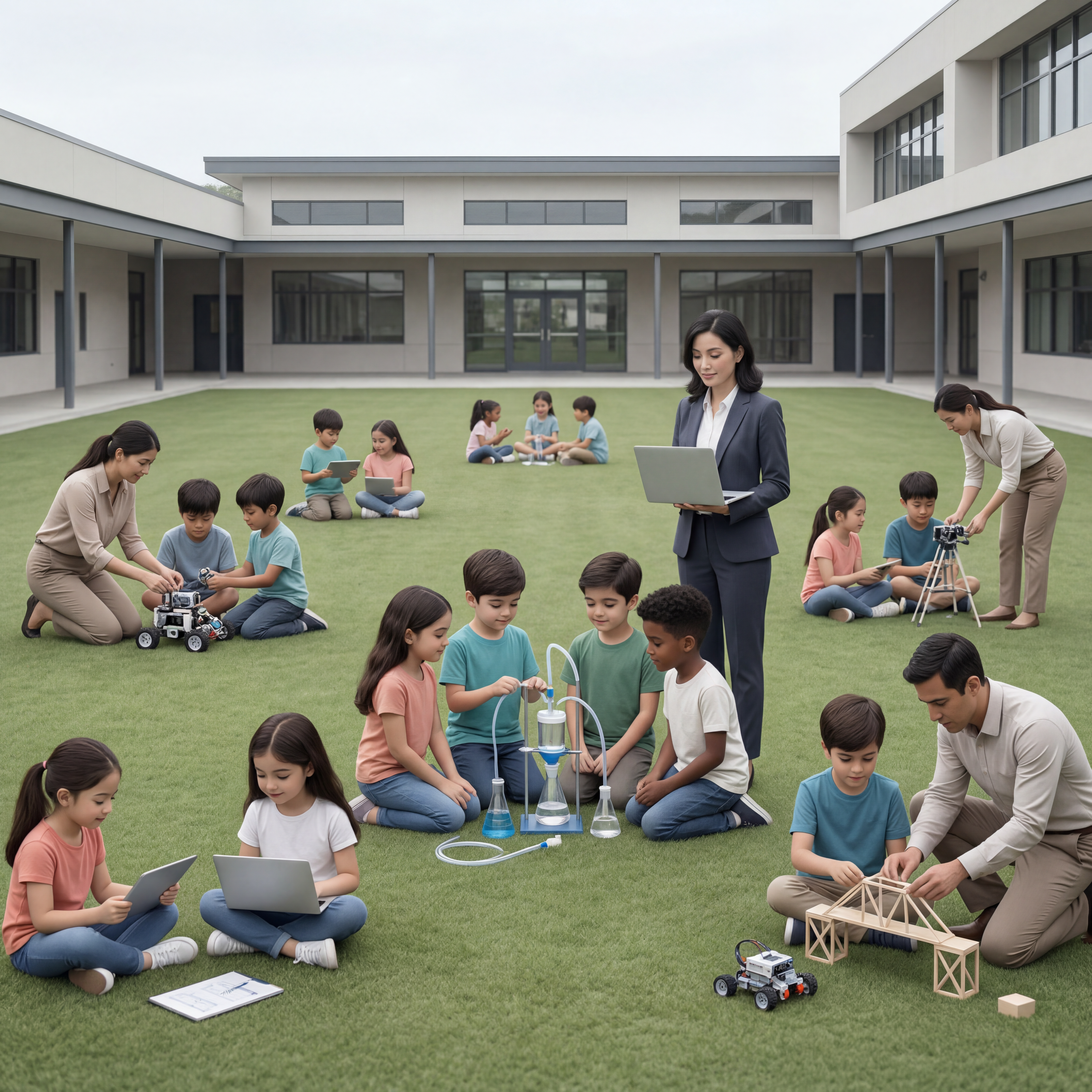 Comunidad escolar colaborando en entorno educativo